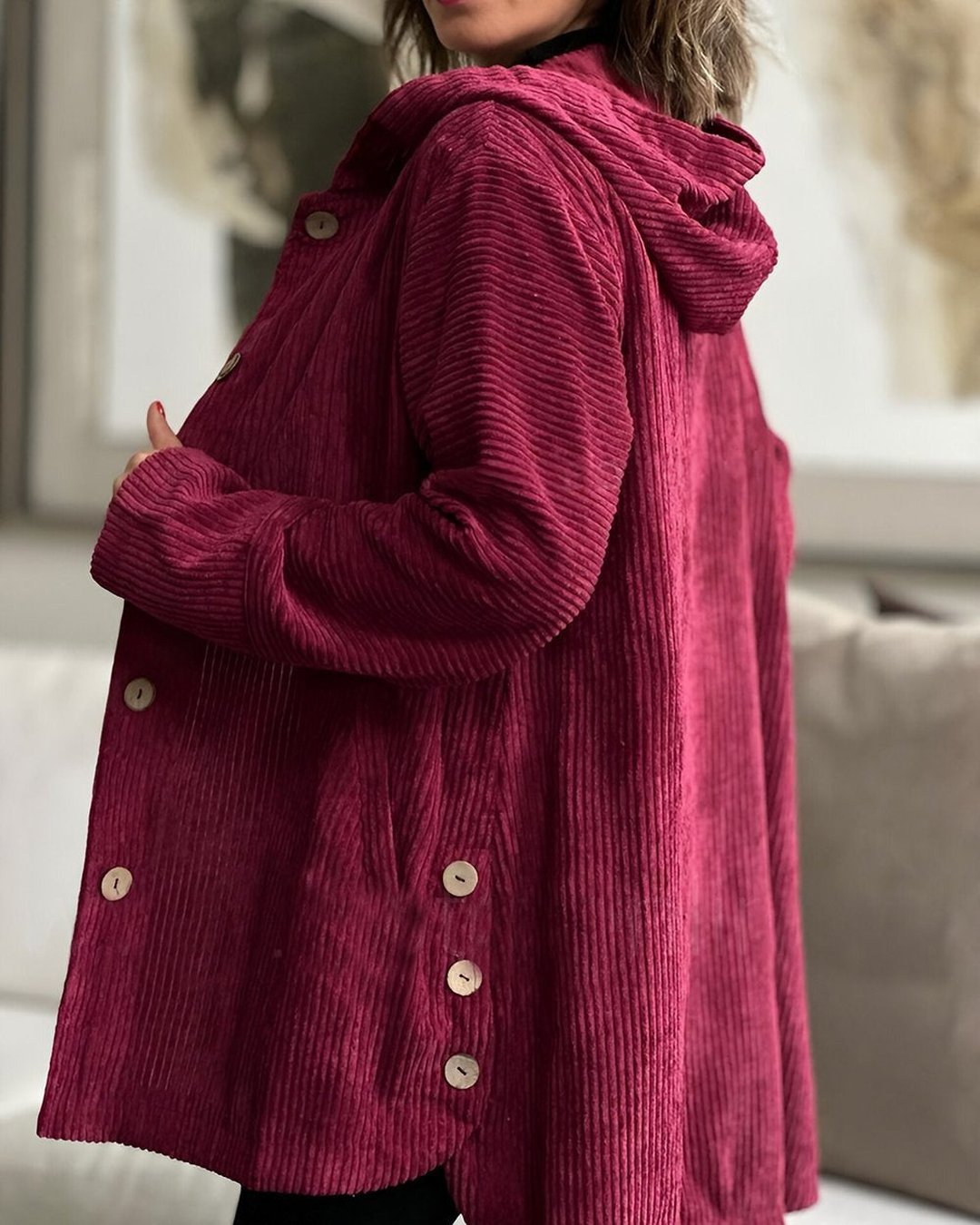 Mae | Chaqueta acogedora de pana con capucha