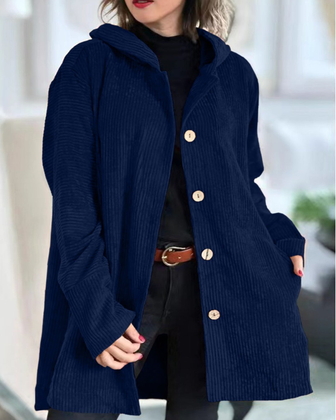 Mae | Chaqueta acogedora de pana con capucha
