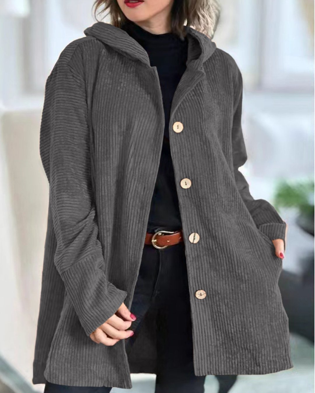 Mae | Chaqueta acogedora de pana con capucha
