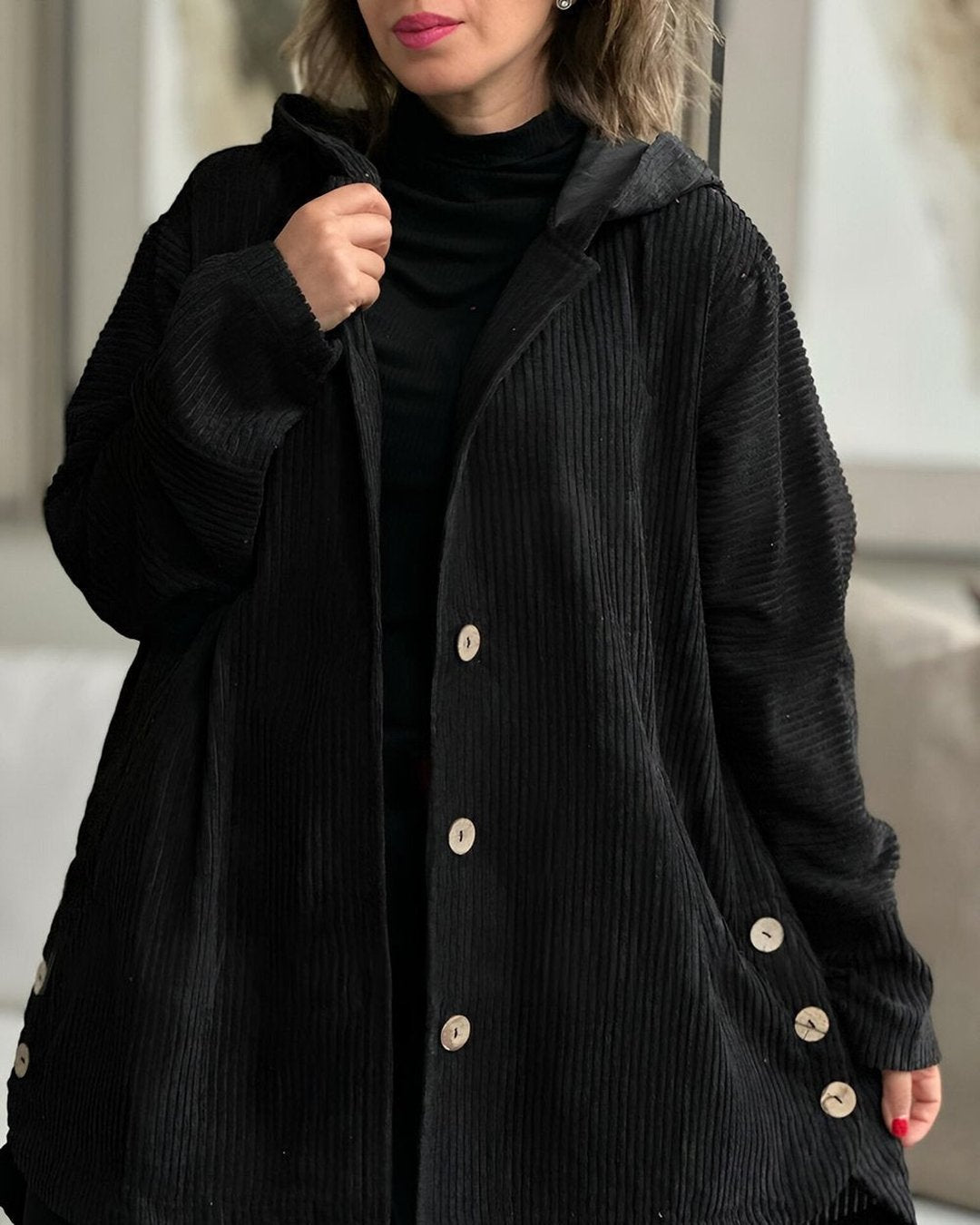 Mae | Chaqueta acogedora de pana con capucha