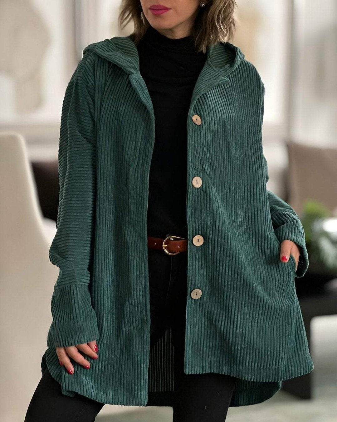 Mae | Chaqueta acogedora de pana con capucha