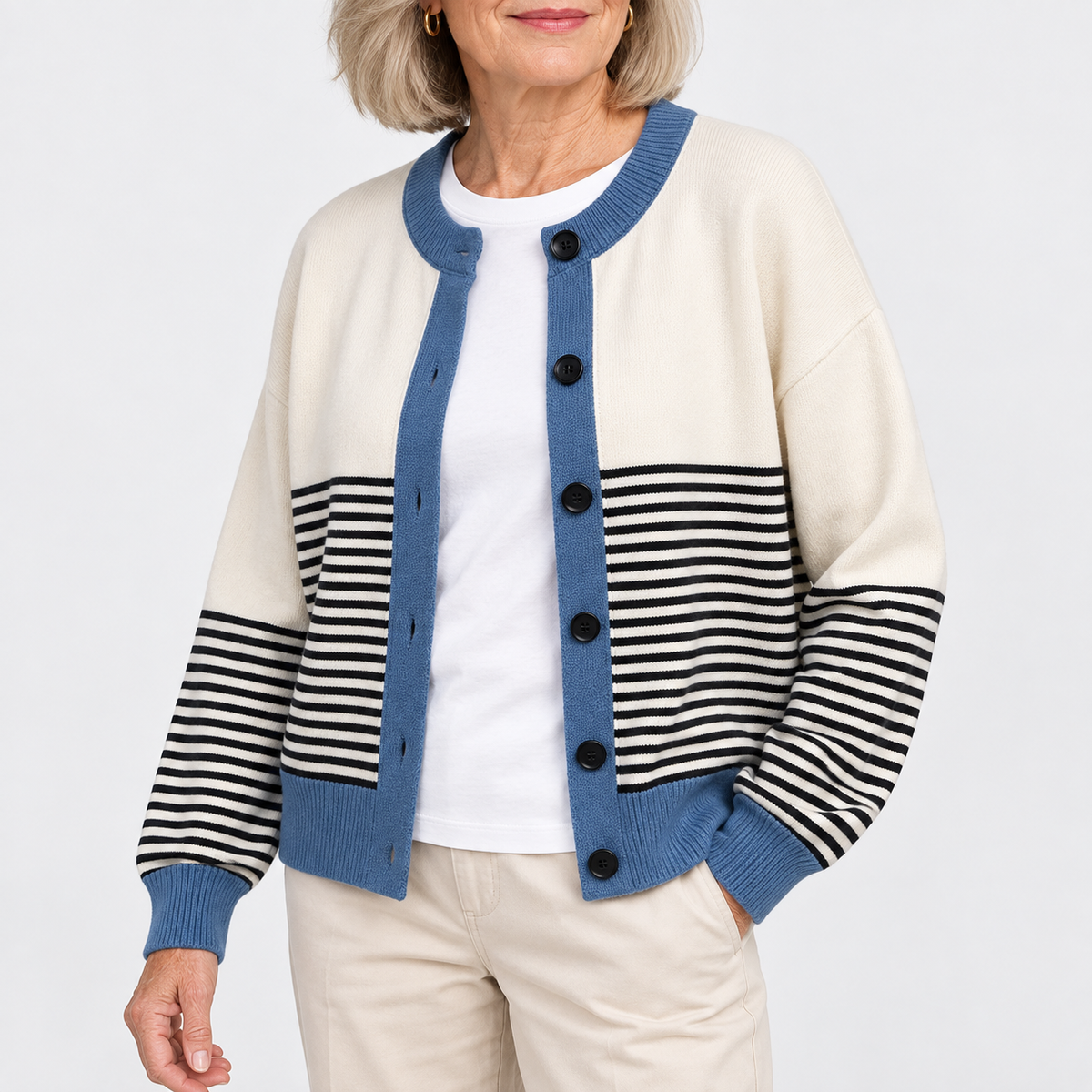 Ashley | Chaqueta de punto de rayas