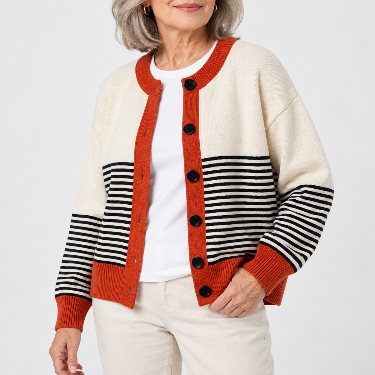 Ashley | Chaqueta de punto de rayas