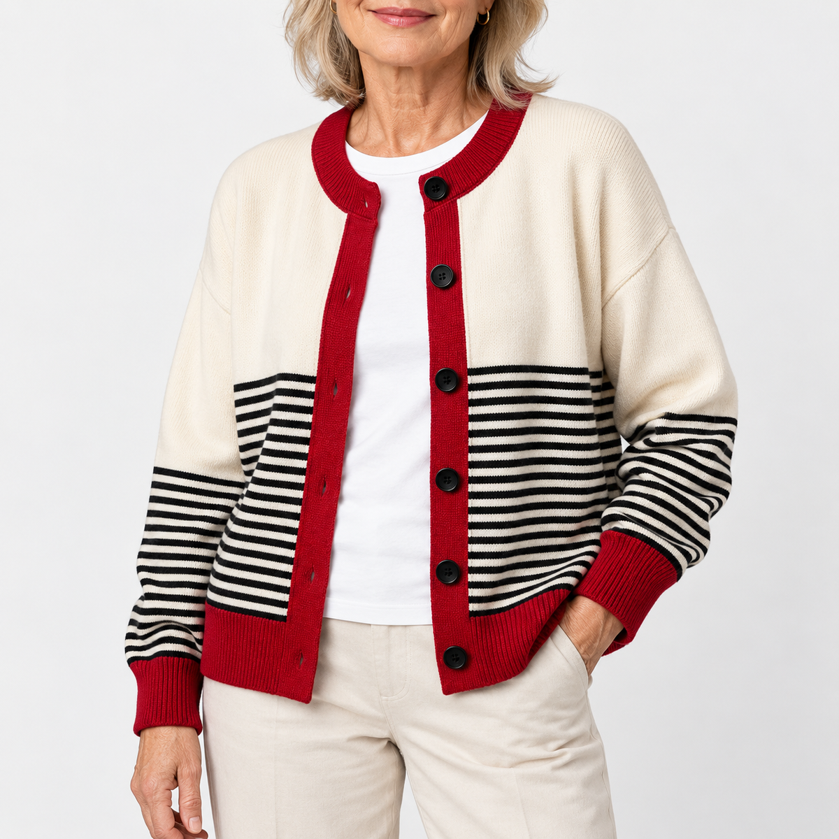 Ashley | Chaqueta de punto de rayas