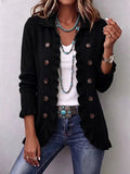 Bunty | Chaqueta negra de canalé con volantes