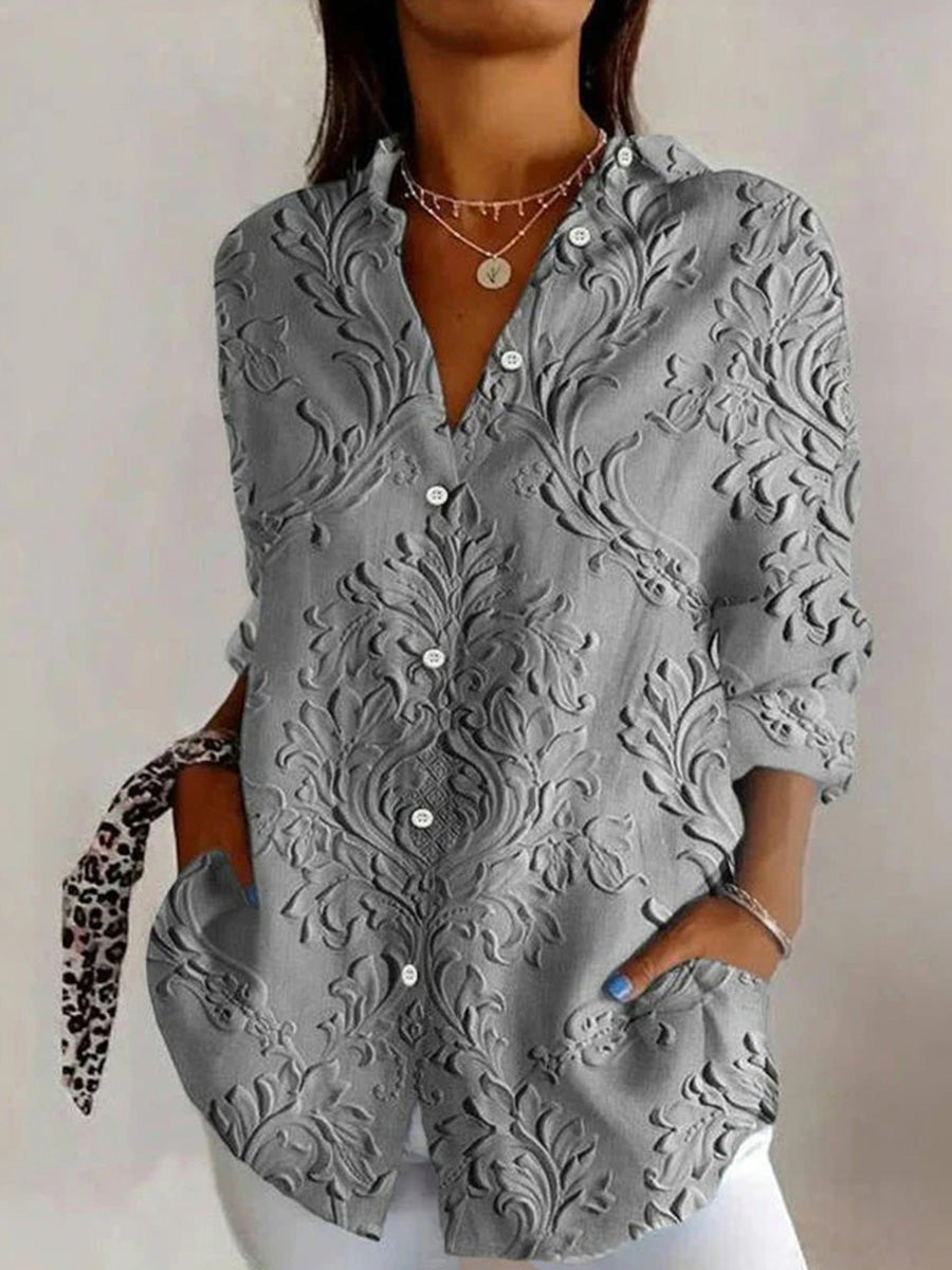 Fátima | Blusa vintage de flores con solapa