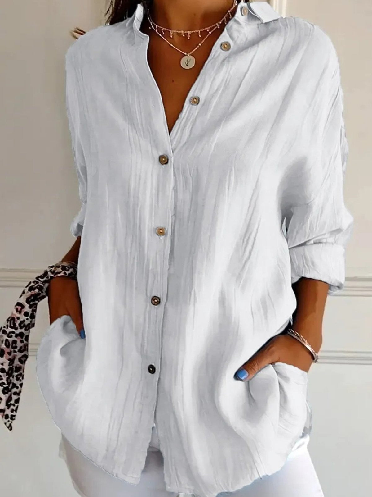 Uxue | Camisa holgada de algodón con cuello