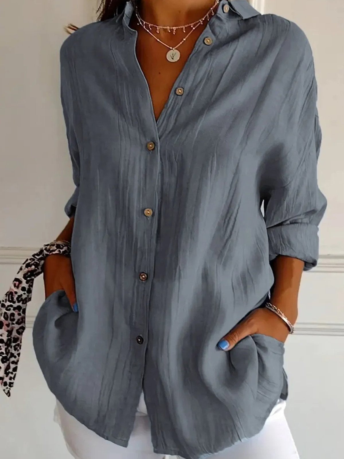 Uxue | Camisa holgada de algodón con cuello