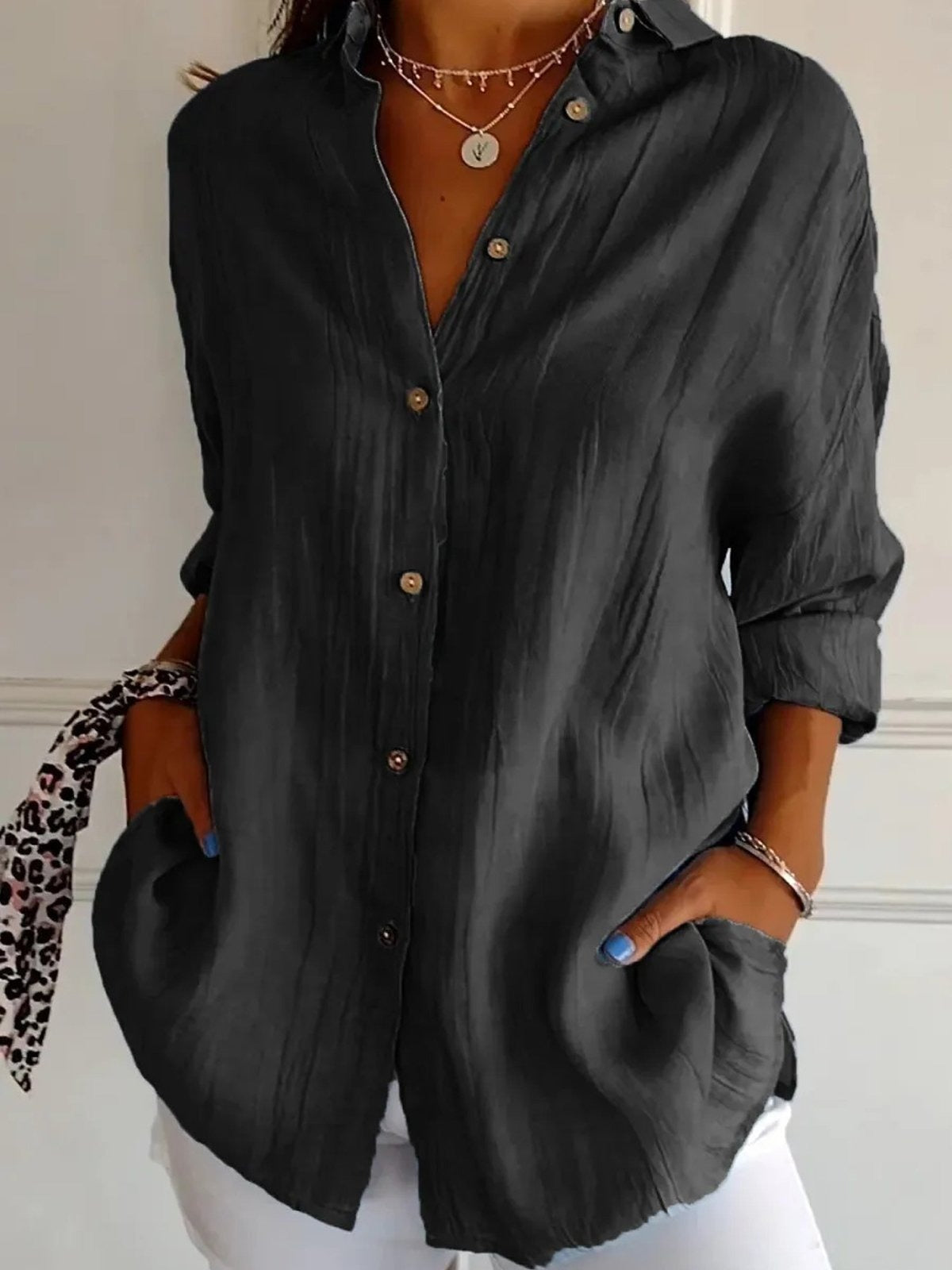 Uxue | Camisa holgada de algodón con cuello