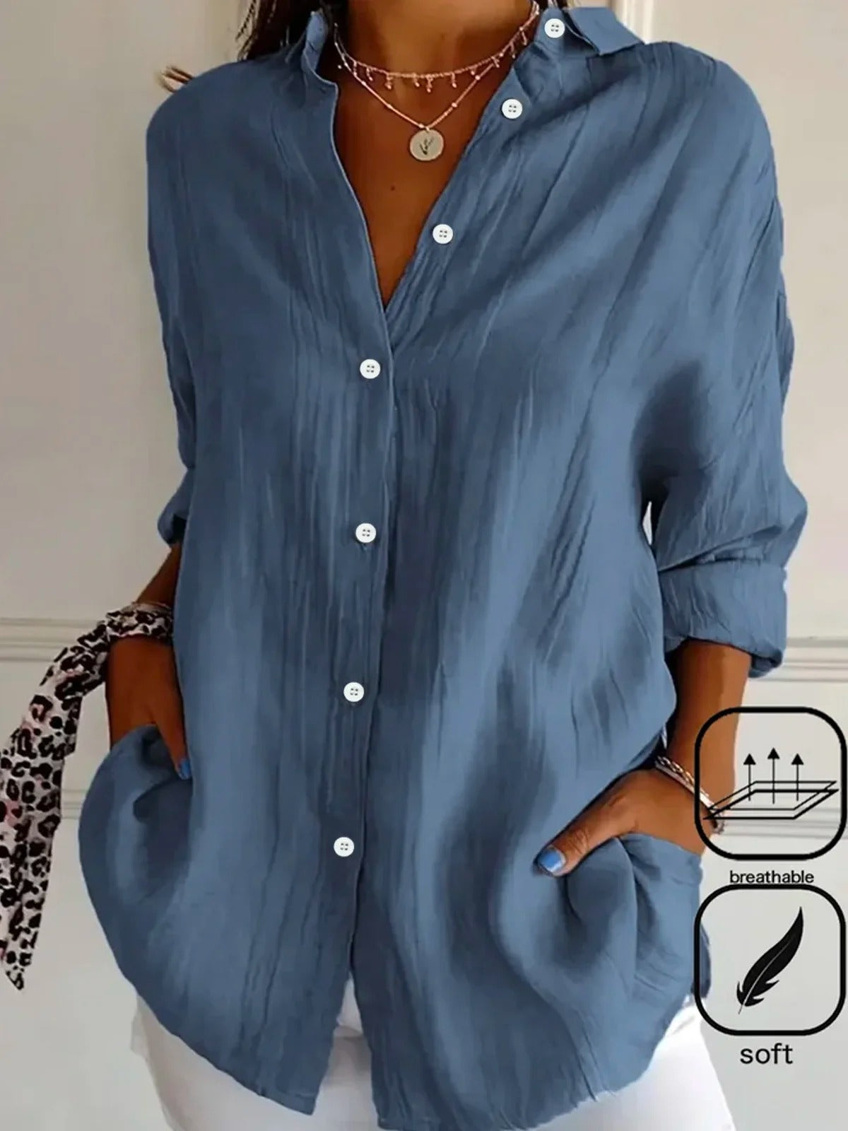 Uxue | Camisa holgada de algodón con cuello