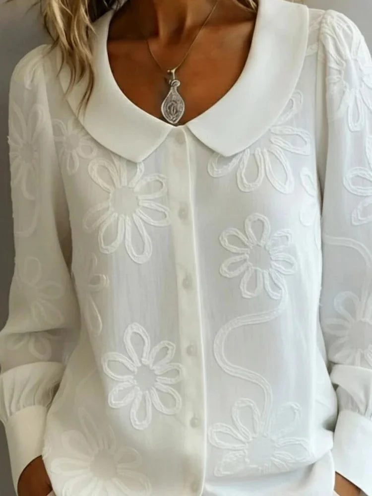 Amparo | Blusa bordada de flores con botones