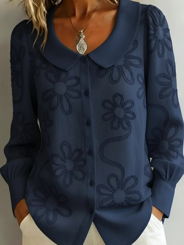 Amparo | Blusa bordada de flores con botones