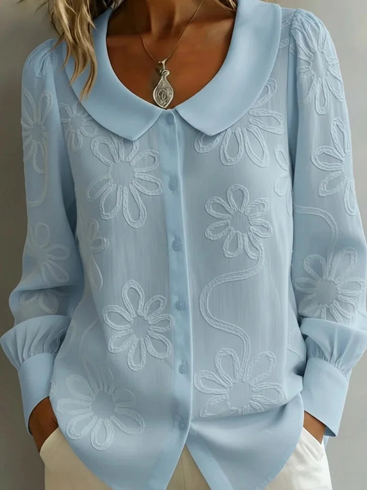Amparo | Blusa bordada de flores con botones