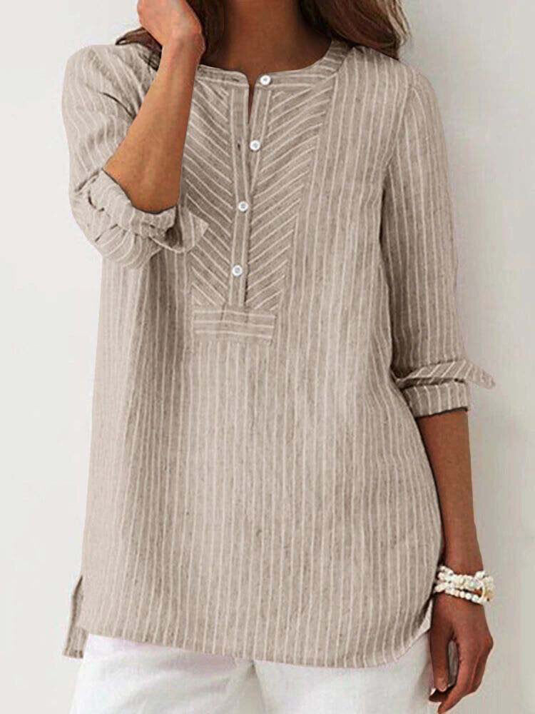 Eulalia | Blusa de rayas con botones y bajo asimétrico
