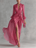 Aurora | Vestido largo de gasa con escote en V