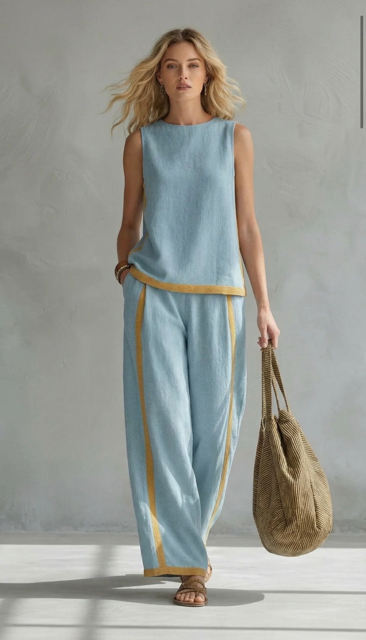Bernadette | Conjunto de chaleco y pantalón de lino
