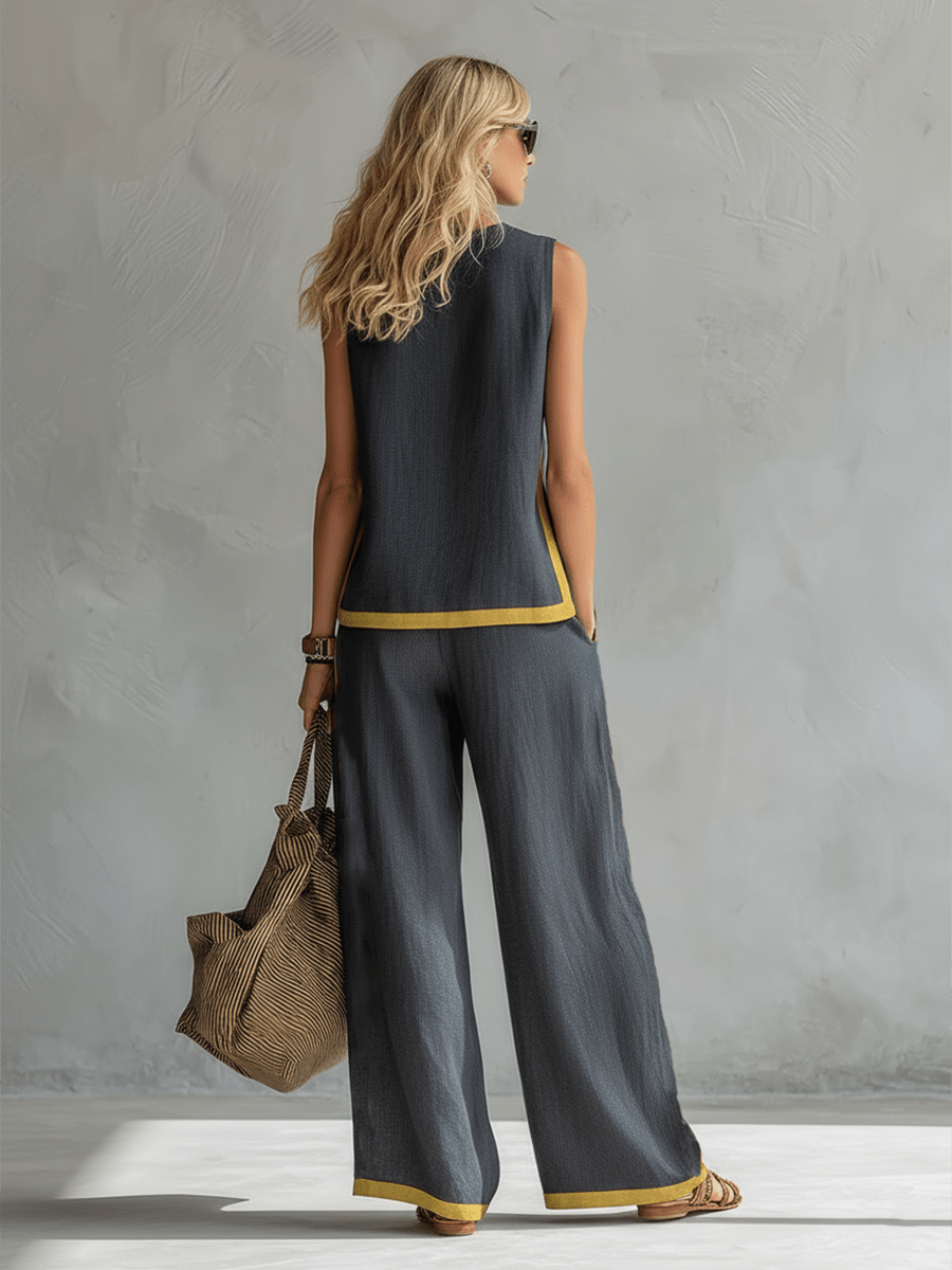Bernadette | Conjunto de chaleco y pantalón de lino