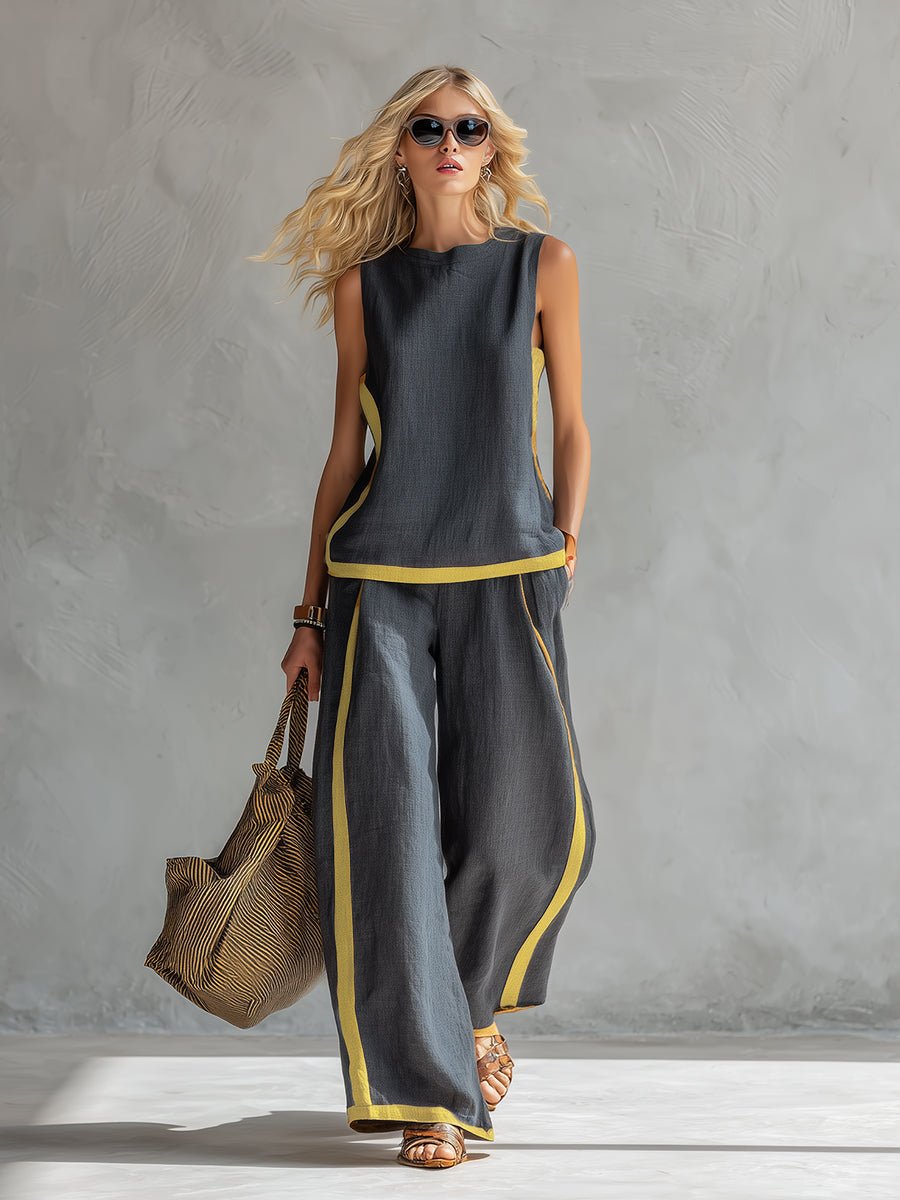 Bernadette | Conjunto de chaleco y pantalón de lino