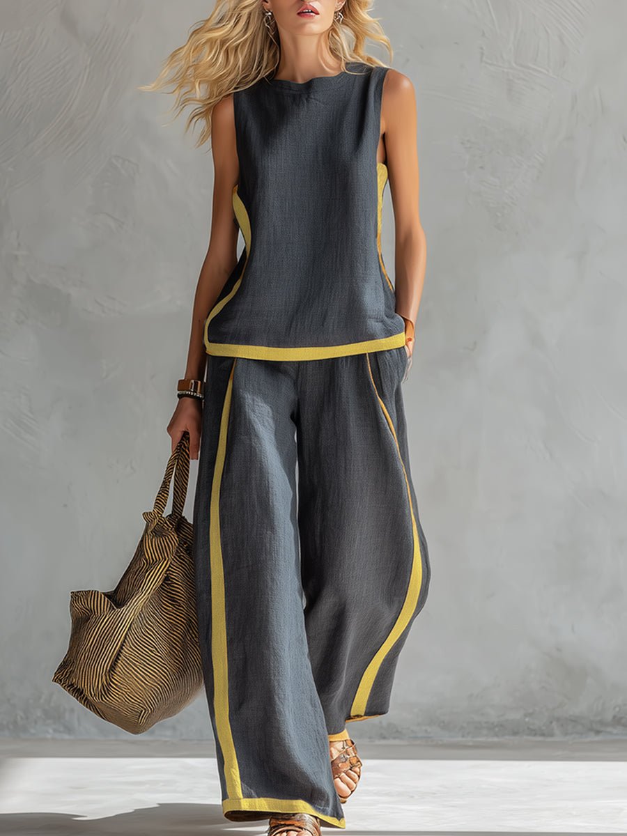 Bernadette | Conjunto de chaleco y pantalón de lino