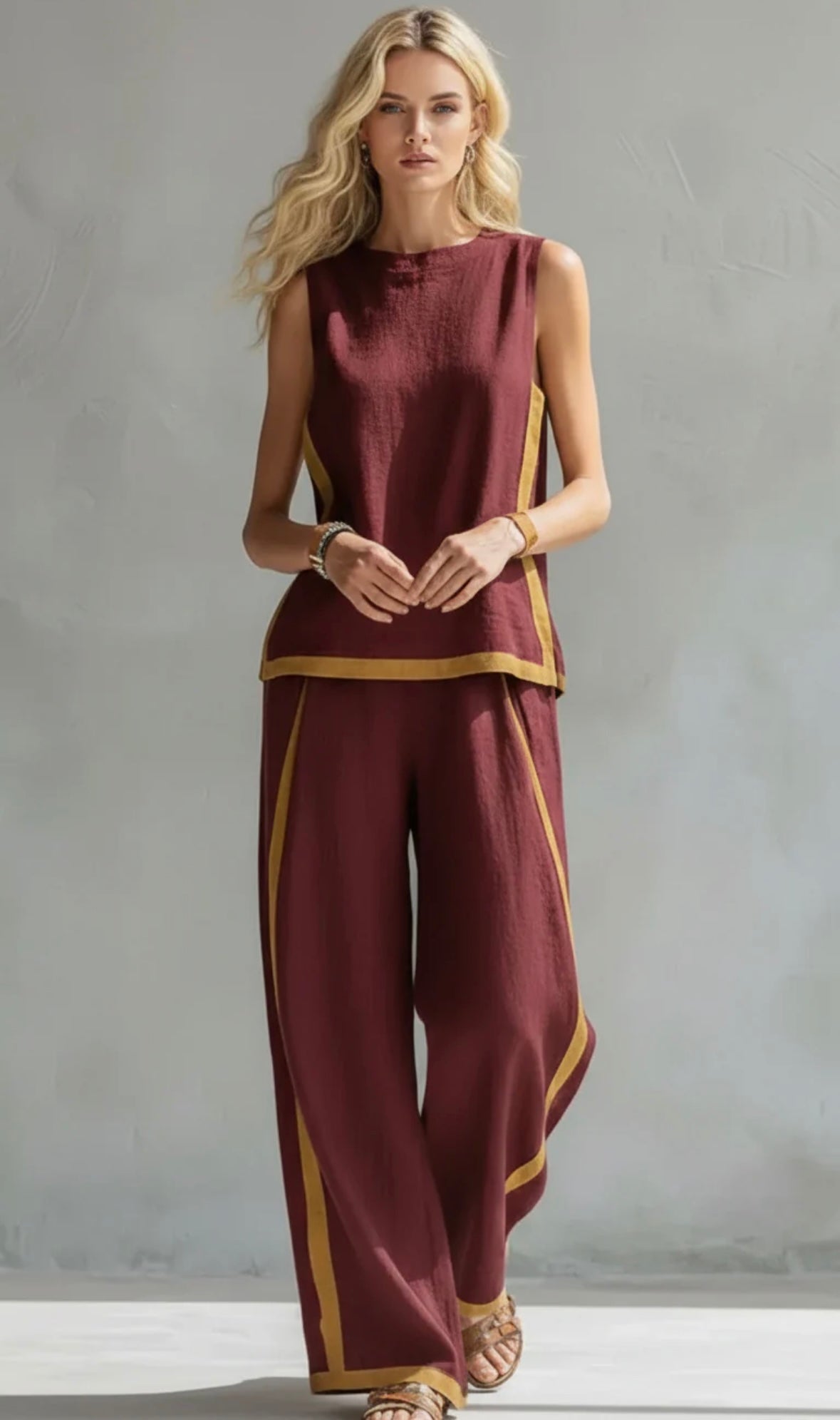 Bernadette | Conjunto de chaleco y pantalón de lino
