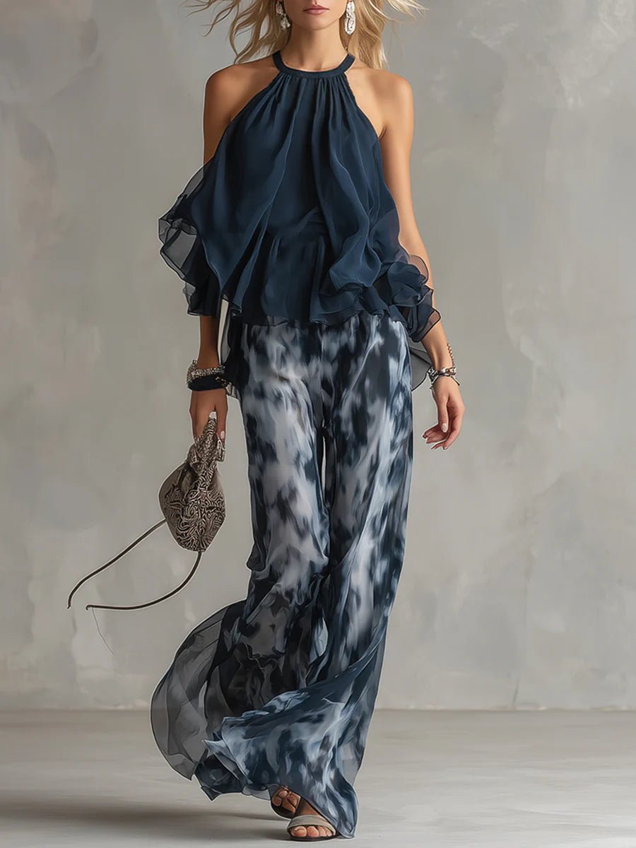 Celeste | Conjunto halter estampado