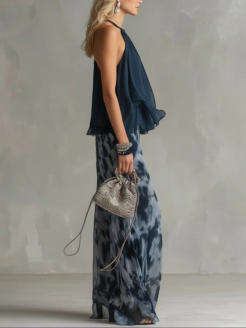 Celeste | Conjunto halter estampado