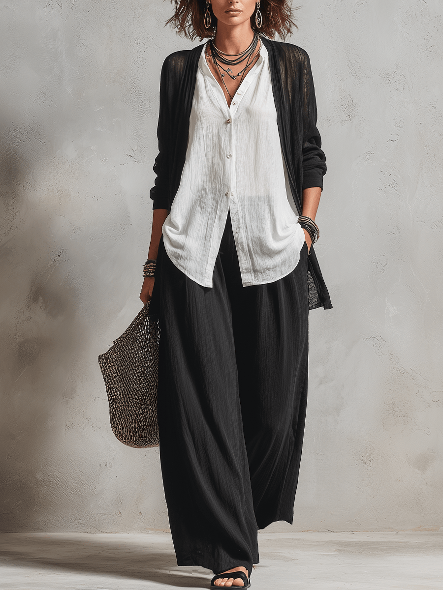 Marguerite | Conjunto blanco y negro de tres piezas