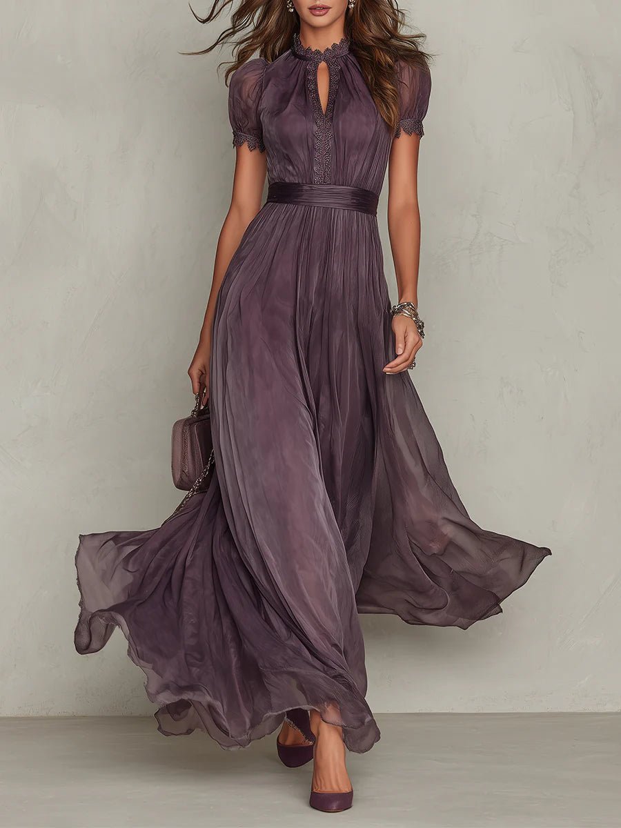 Alba | Vestido largo de gasa con encaje
