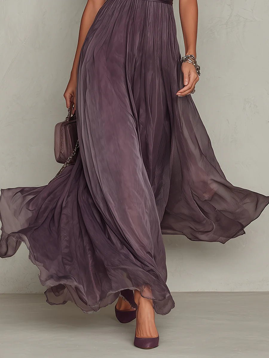 Alba | Vestido largo de gasa con encaje