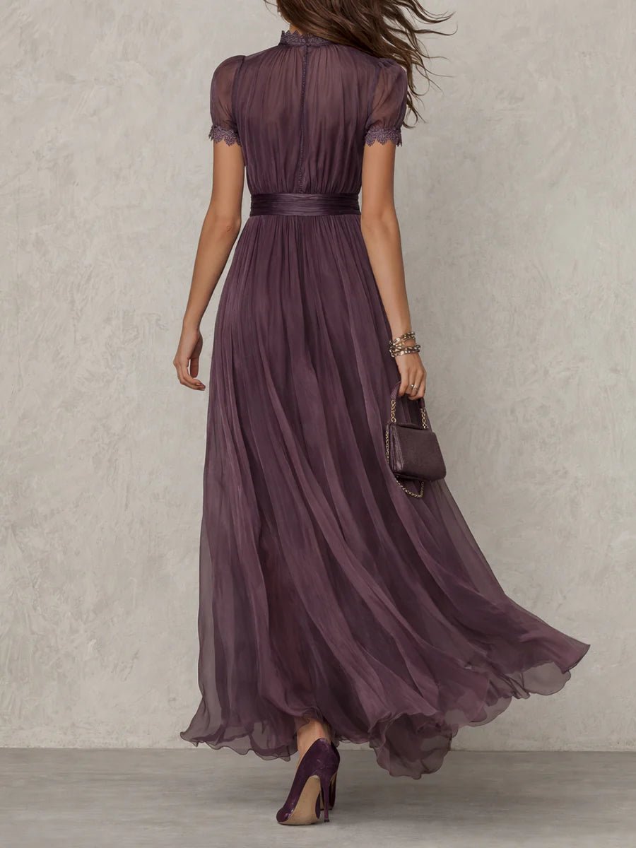 Alba | Vestido largo de gasa con encaje