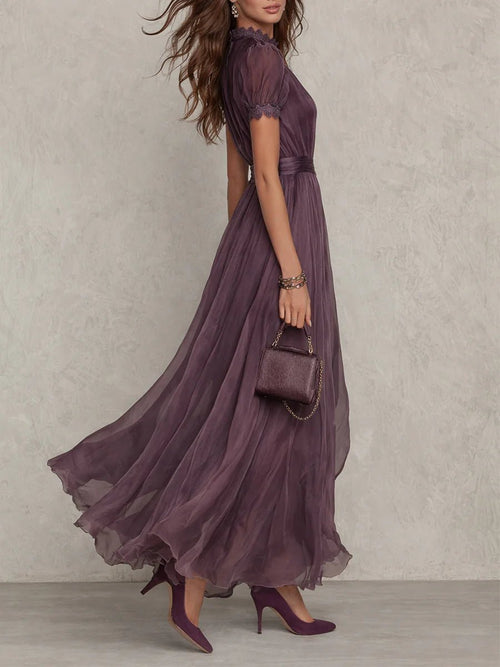 Alba | Vestido largo de gasa con encaje