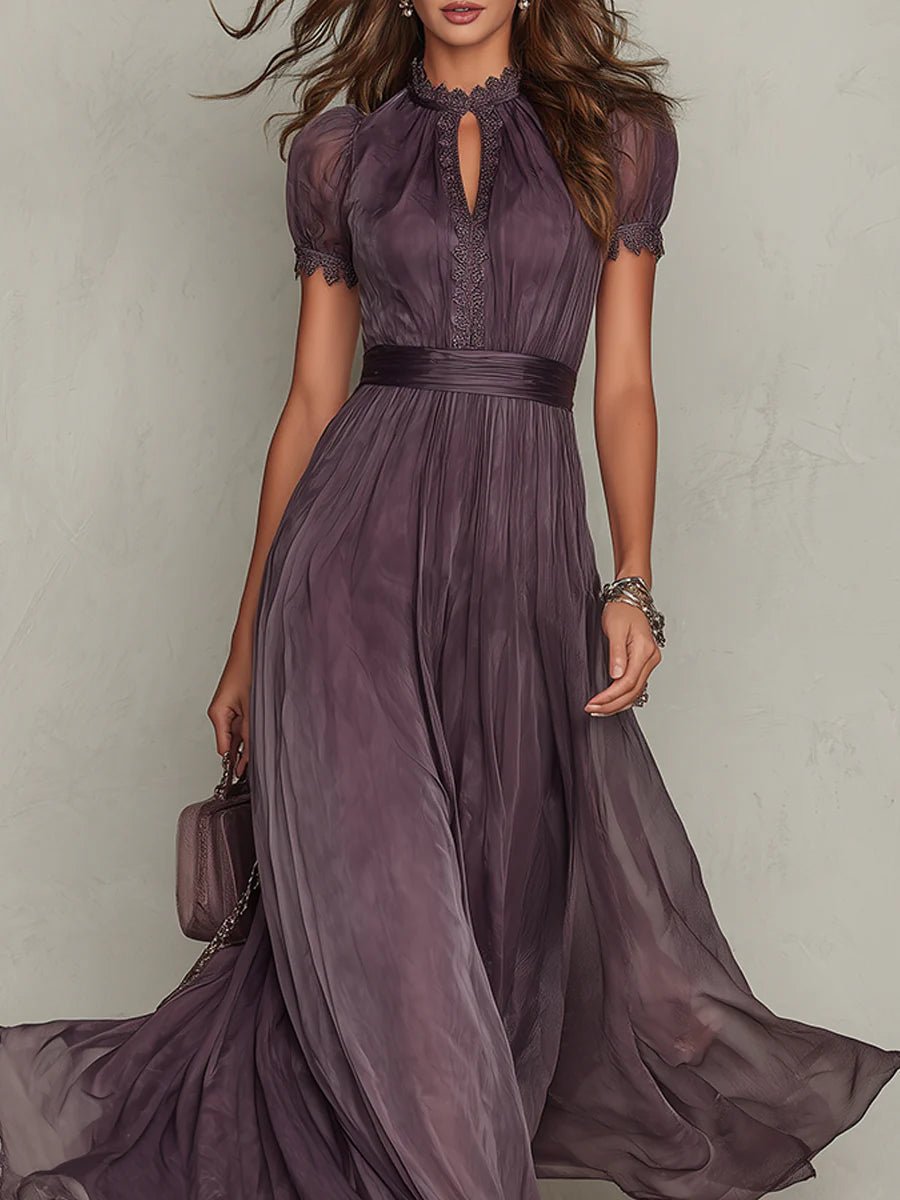 Alba | Vestido largo de gasa con encaje