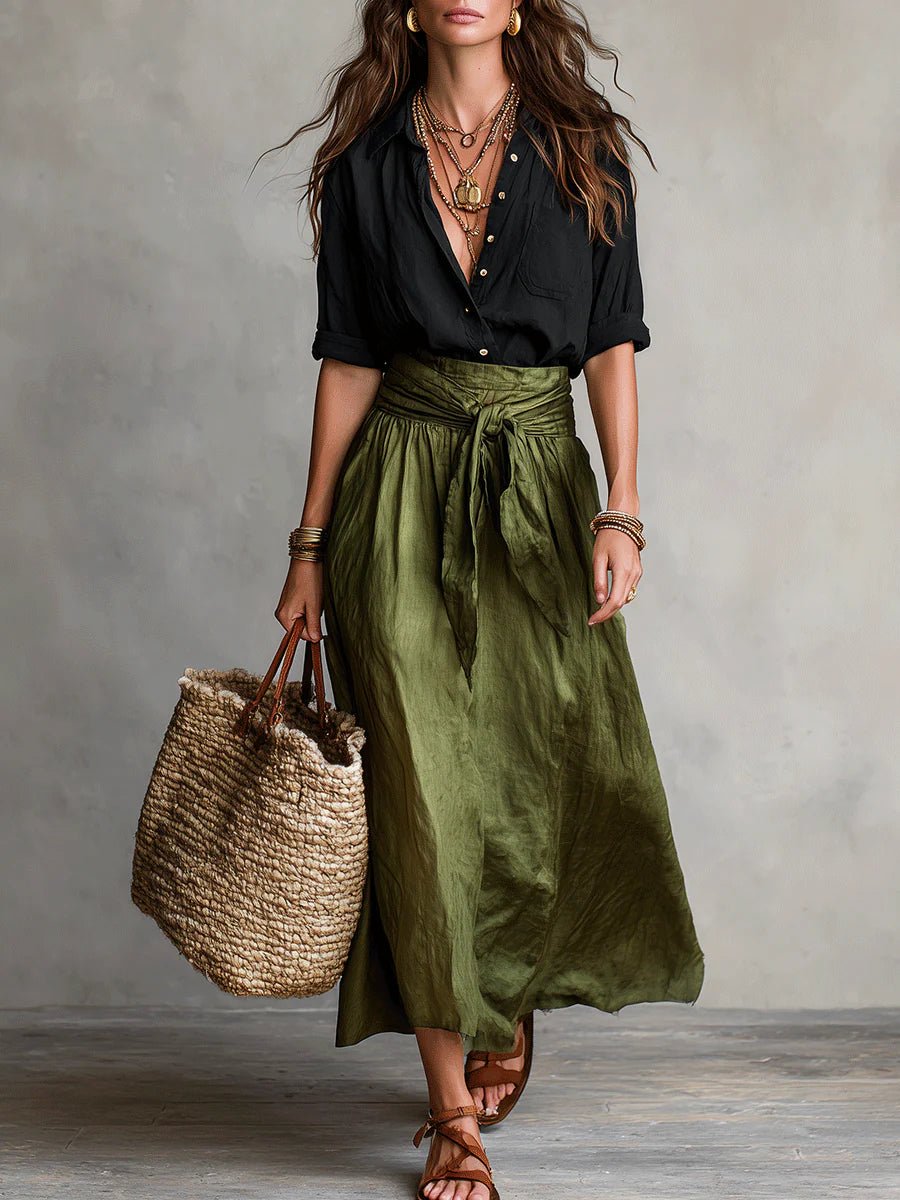 Odette | Conjunto de camiseta y falda midi